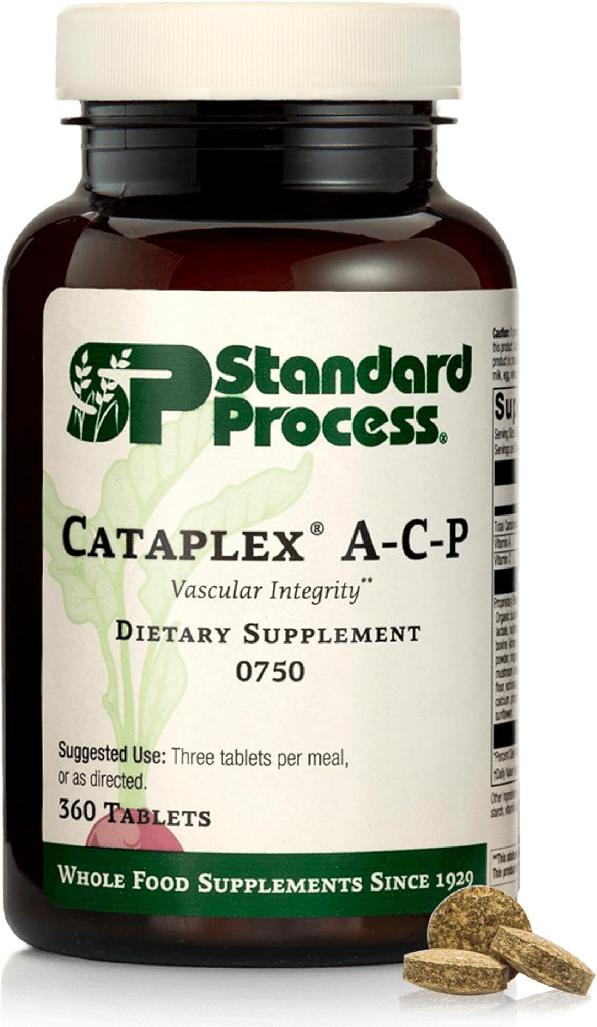 Standard Process Cataplex A-C-P - Whole Food Supplement with Vitamins A and C - Supports Immune Function and Dental Health - Dairy-Free and Soya-Free - 180 Tablets (60 Servings) - görsel 8