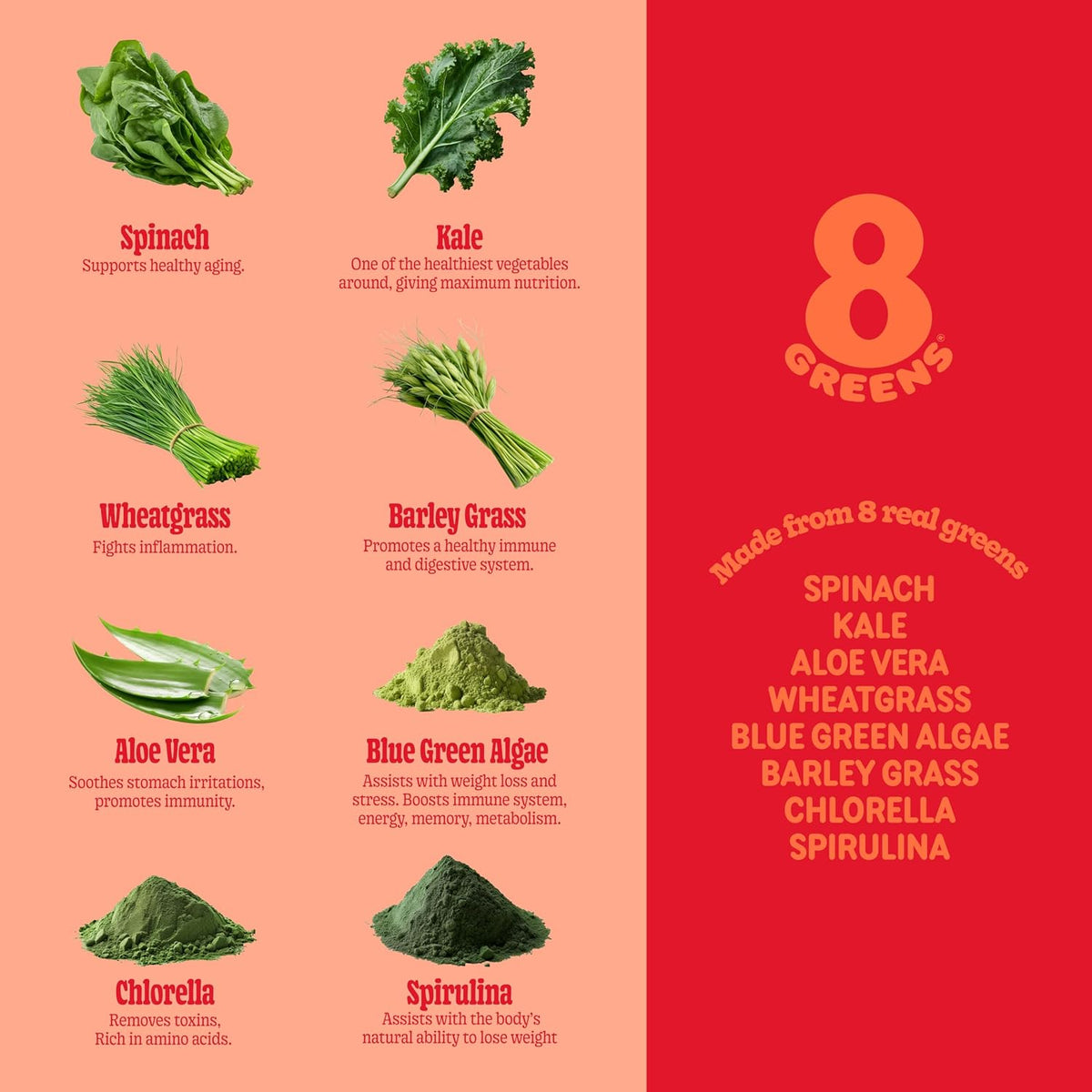 8Greens Supergreens Effervescent Tablets, Blood Orange, 30 Servings - görsel 7