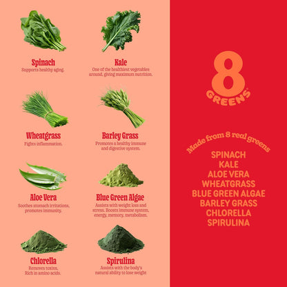 8Greens Supergreens Effervescent Tablets, Blood Orange, 30 Servings