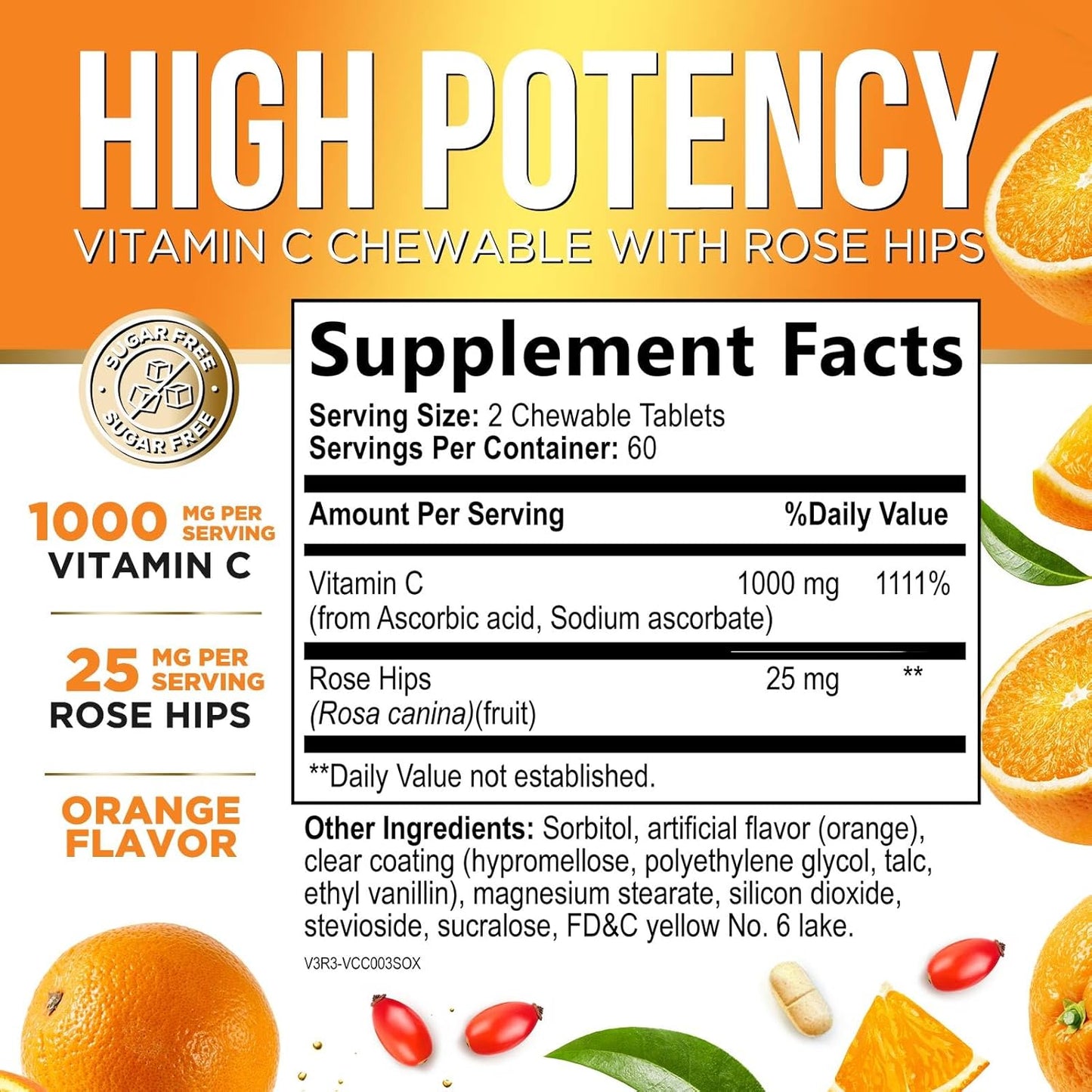 Nature's Peak Vitamin C 1000mg with Rose Hips - Chewable Tablets, Sugar-Free Orange Flavour, 120 Tablets - görsel 2