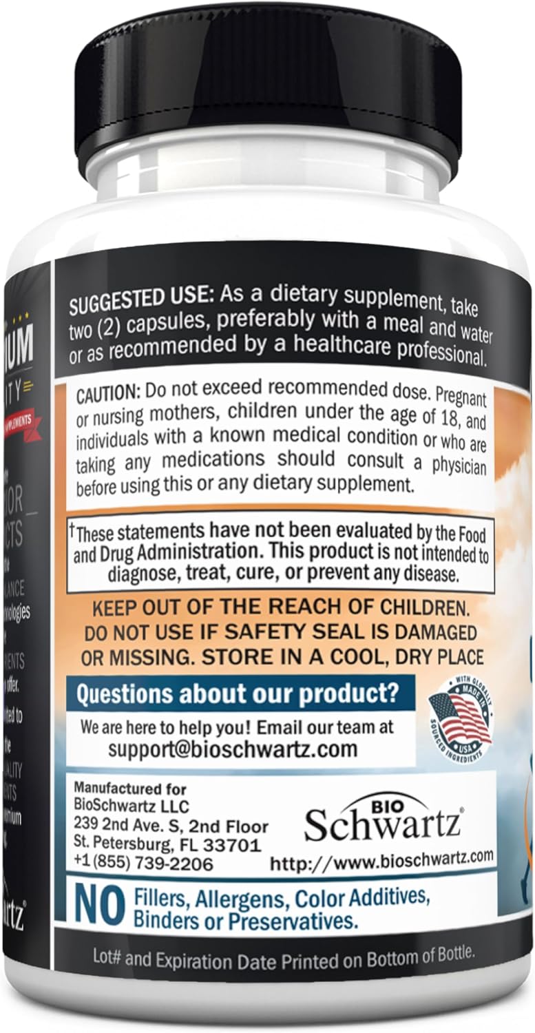 BioSchwartz Men's Multivitamin – Once Daily with Vitamin C, A, B, D3, E, Zinc – 60 Capsules - görsel 8