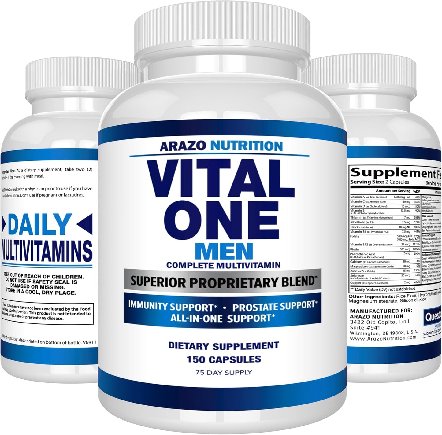 Arazo Nutrition Vital One Multivitamin for Men – Daily Wholefood Supplement (150 Vegan Capsules) - görsel 7