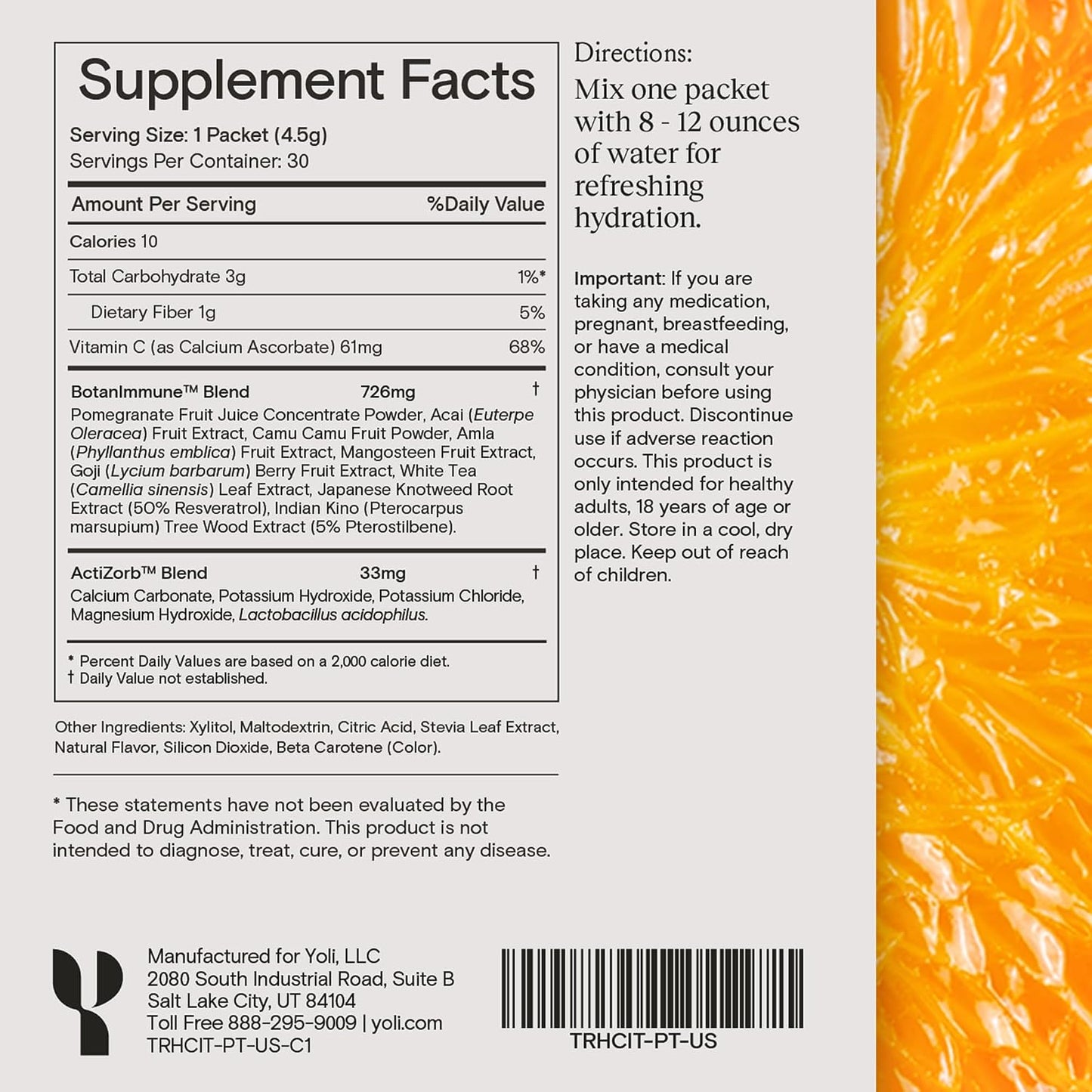 Yoli Truth Antioxidant and Immune Support, Citrus Flavour, 30 Sachets Box | Antioxidant and immune blend with vitamin C, botanicals, superfruits and minerals to support daily wellness and vitality. - görsel 4