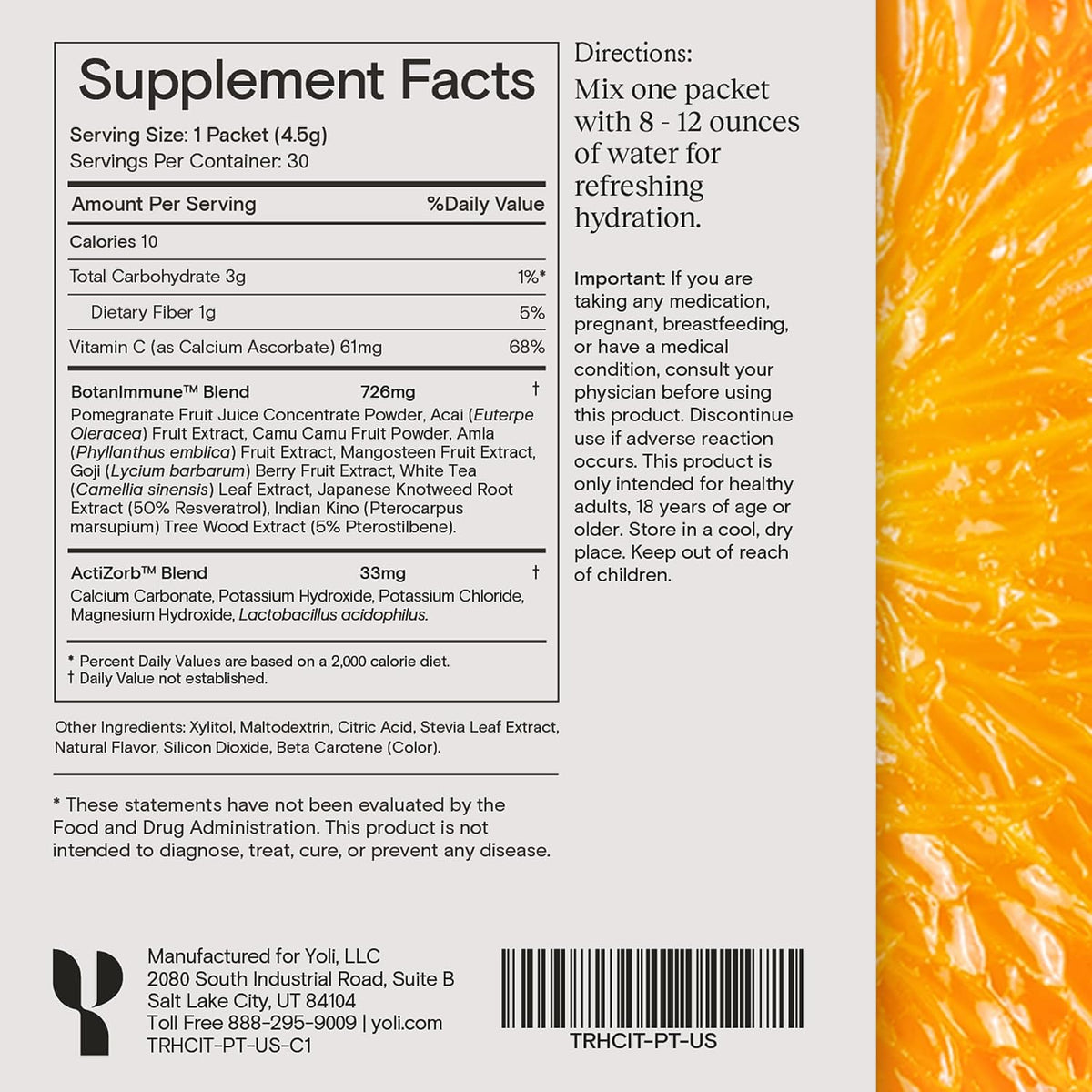 Yoli Truth Antioxidant and Immune Support, Citrus Flavour, 30 Sachets Box | Antioxidant and immune blend with vitamin C, botanicals, superfruits and minerals to support daily wellness and vitality. - görsel 4