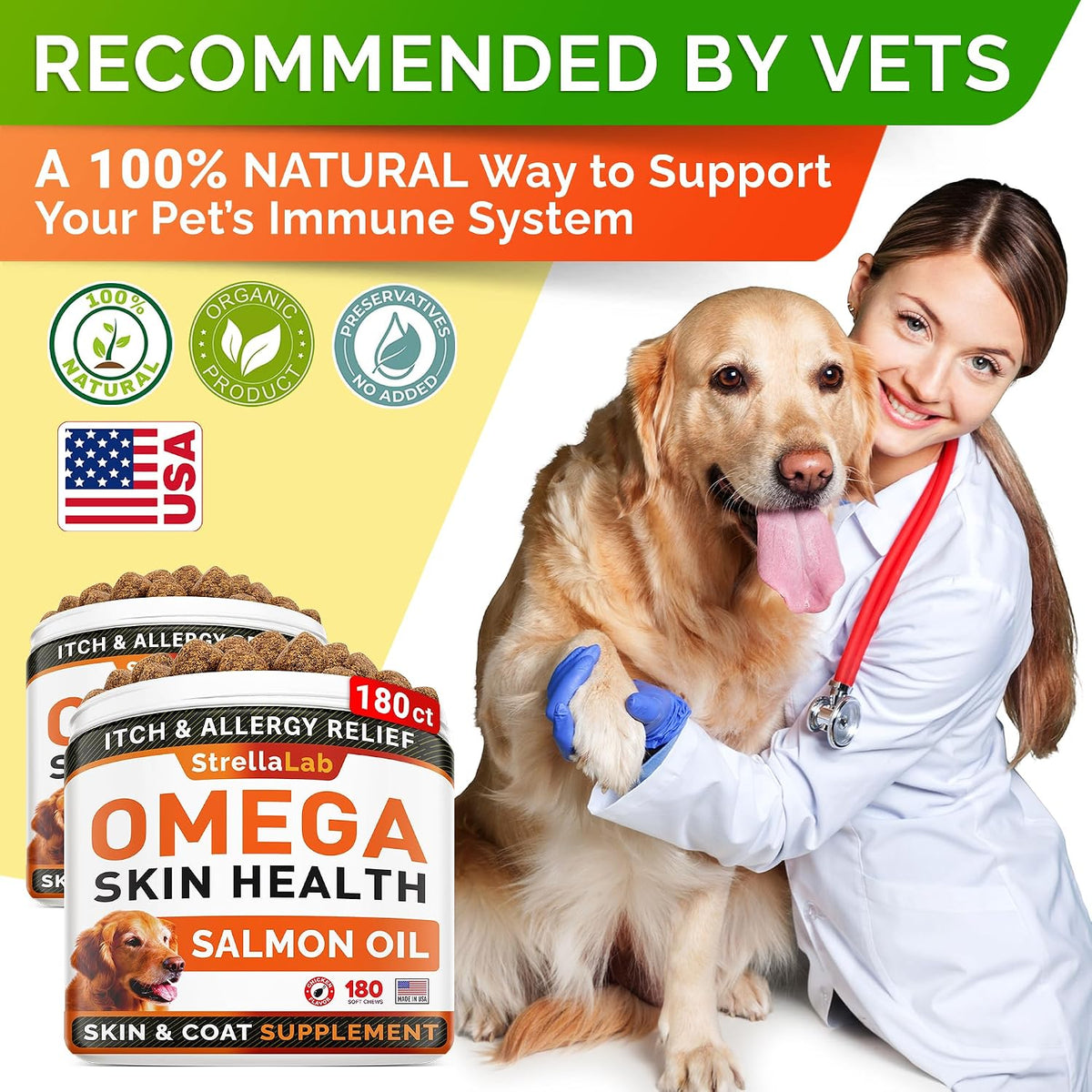 StrellaLab Omega-3 for Dogs - 360 Fish Oil Chews - Salmon Flavour - görsel 4