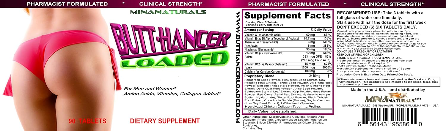 BUTTHANCER Loaded Natural Bum Enhancement Tablets – 90 Tablets - görsel 3