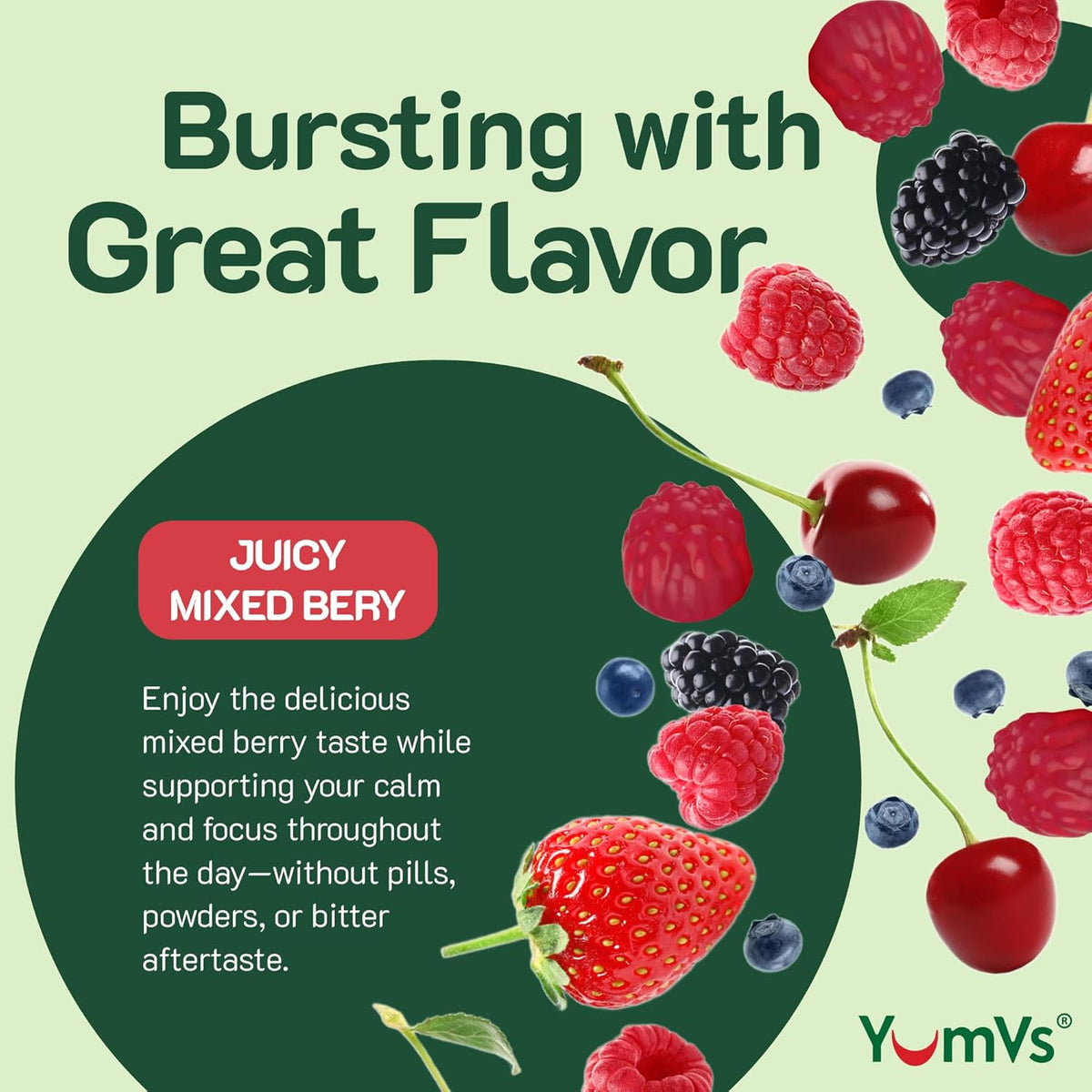 YumV's De-Stress Gummies with GABA, L-Theanine, and Lemon Balm, Mixed Berry, 42 Count - görsel 3