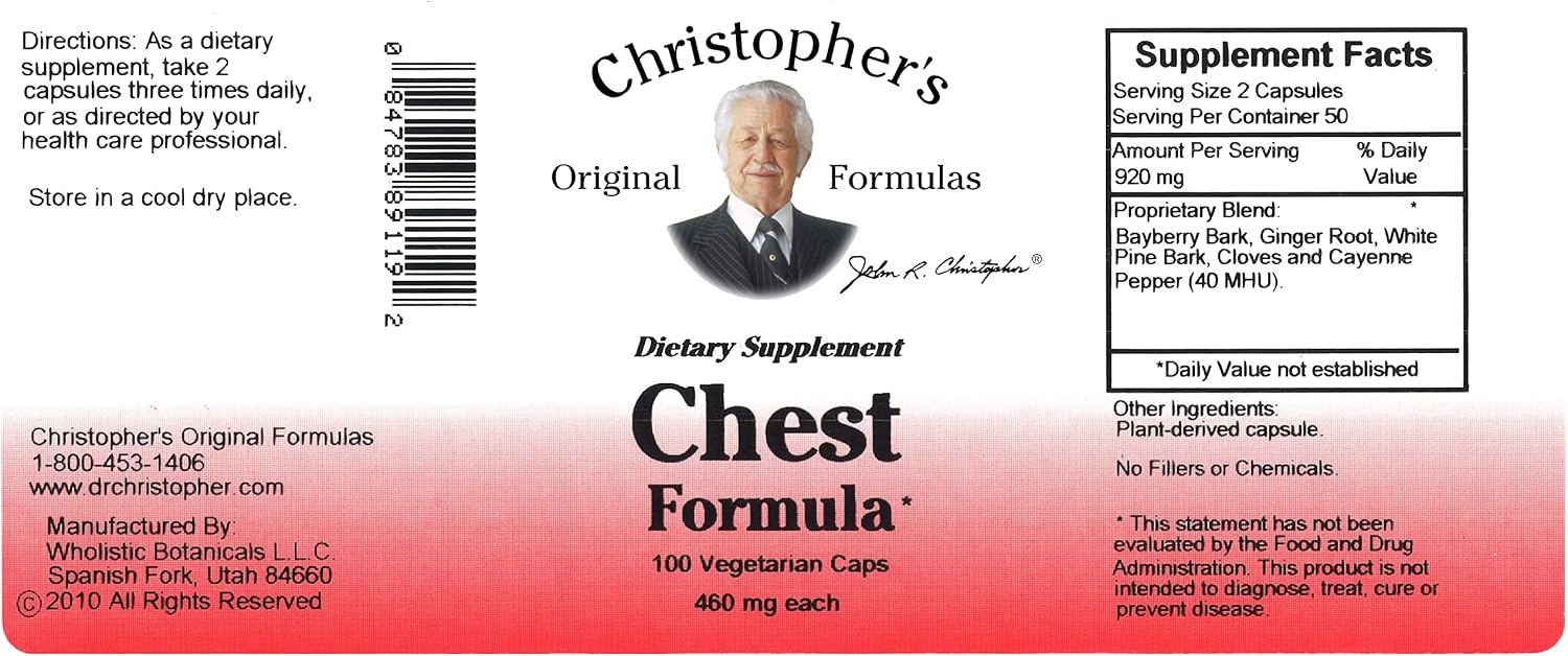 Christopher's Original Formulae Chest Formula – Whole-Herb Immune Support, 100 Vegetarian Capsules - görsel 4