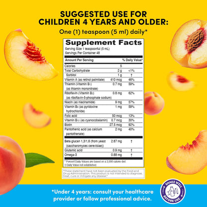 GirafKids Liquid Multivitamin for Children Aged 4+ - Daily Supplement with Omega-3, Beta Glucan & B Complex - 237 ml