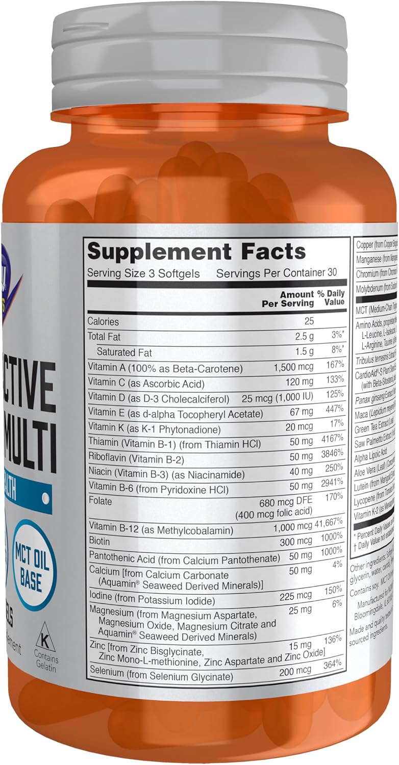 NOW Foods Men's Extreme Sports Multi with Free-Form Amino Acids, ZMA, Tribulus, MCT Oil & Herbal Extracts, 90 Softgels - görsel 2