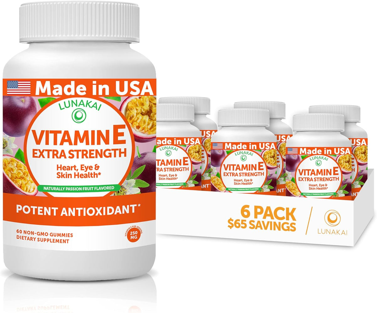 Lunakai Vitamin E 400 IU Gummies with Vitamin C – Natural d-Alpha-Tocopherol for Immune, Eye & Skin Support (60 Gummies) - görsel 1