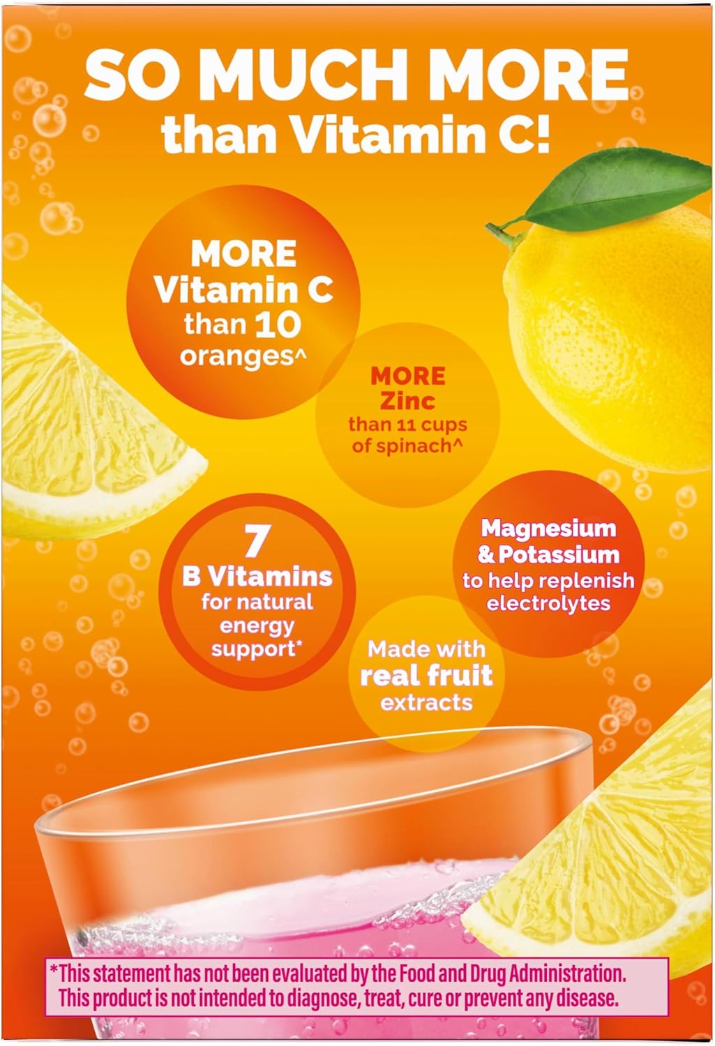 Emergen-C 1000mg Vitamin C Immune Support Powder, Pink Lemonade, 30 Packets - görsel 10