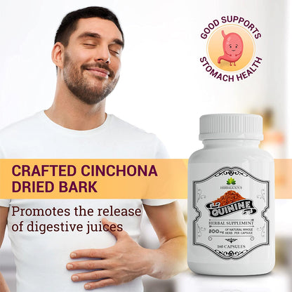 HERBALICIOUS Quinine Capsules - Cinchona Officinalis Bark Food Supplement for Leg Comfort & Digestive Support, 500 mg, 160 Capsules
