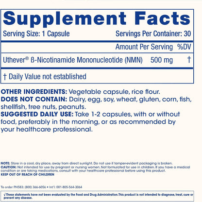 ProHealth NMN Pro 500 (30 Capsules) – Clinically Studied Uthever NMN, NAD+ Precursor for Cellular Energy & Healthy Ageing