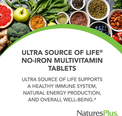 NaturesPlus Ultra Source of Life No-Iron Multivitamin - 180 Tablets