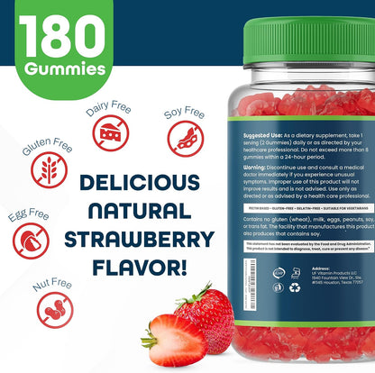 INTEGO NUTRITION Vitamin B Complex Gummies for Adults, Strawberry, 180 Gummies