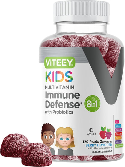 Viteey Children's Multivitamin Gummies with Probiotics – Immune Support Supplement for Kids – Berry Flavour – 60 Gummies