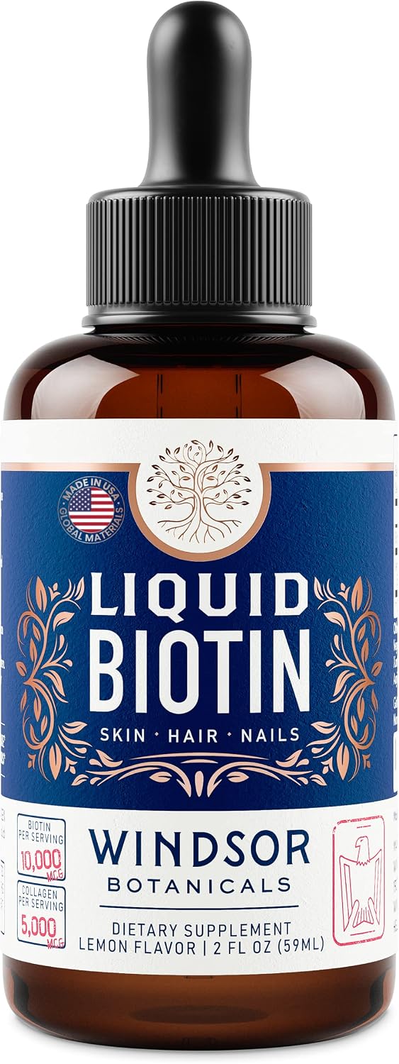 WINDSOR BOTANICALS Liquid Biotin and Collagen Drops - 10,000mcg Biotin + 5,000mcg Hydrolysed Collagen Types I & III - Lemon Flavour - 60 ml - görsel 9