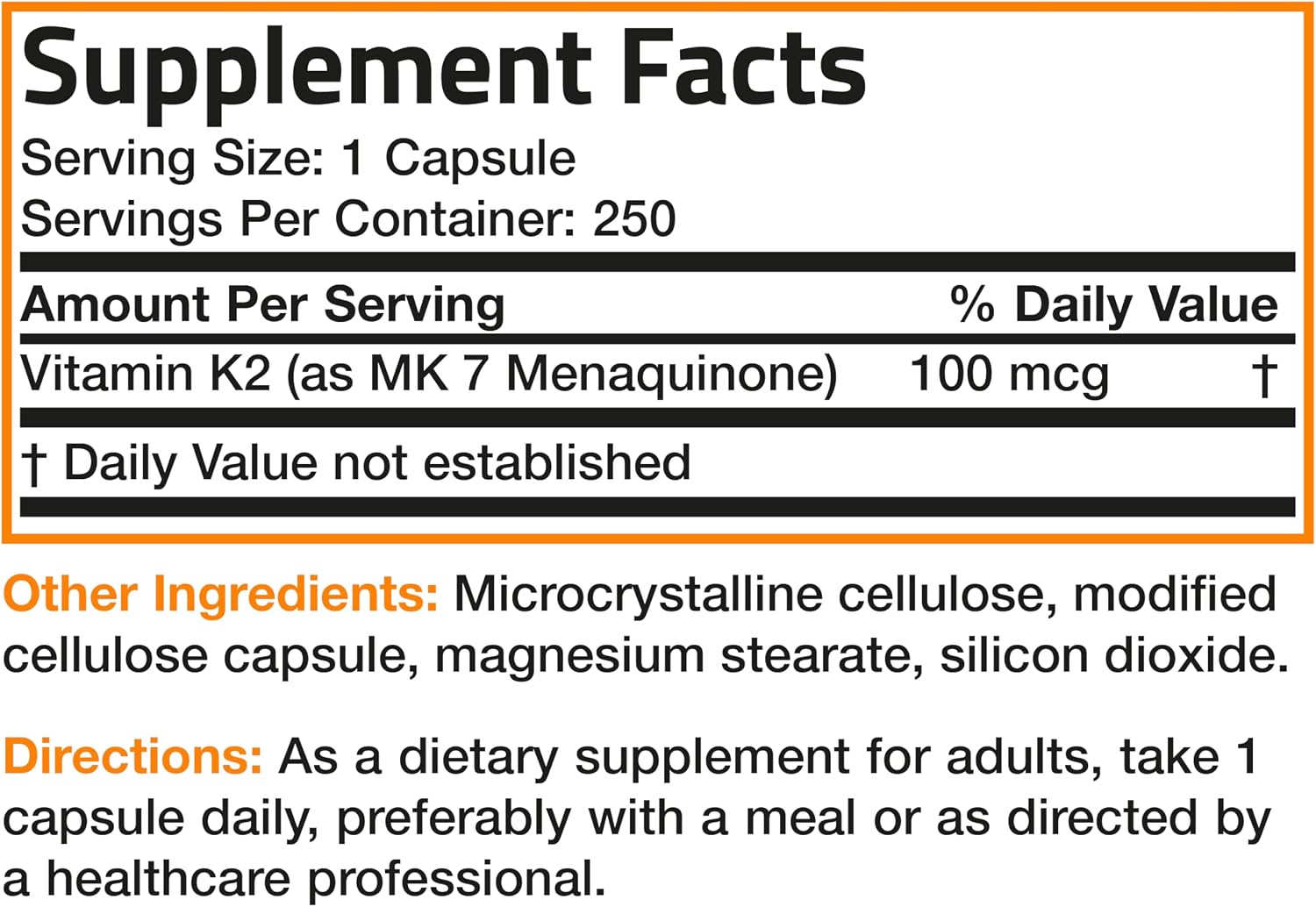 Bronson Vitamin K2 MK-7 Menaquinone 100 mcg, 250 Capsules - görsel 8