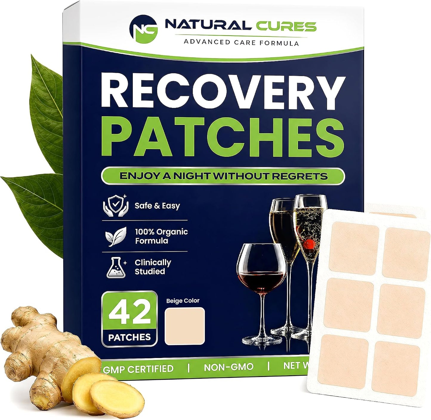 Recovery Patches 42 Pack - Wake Up Refreshed and Energised with Skin-Friendly Patch - Strong Adhesive for Secure Fit - Natural Ingredients for Quick Recovery - görsel 1