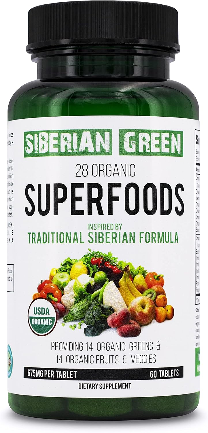 Siberian Green 28 Organic Superfoods Supplement 60 Tablets - 14 Essential Greens, 14 Nutritious Fruits & Vegetables from Traditional Formula for Energy, Wellbeing, Health - görsel 2