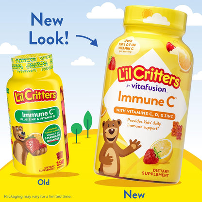 L'il Critters Children's Immune C | Vitamin C and Zinc Gummies | 190 Count | Assorted Fruit Flavours | Gluten and Dairy-Free Children's Gummy Supplement