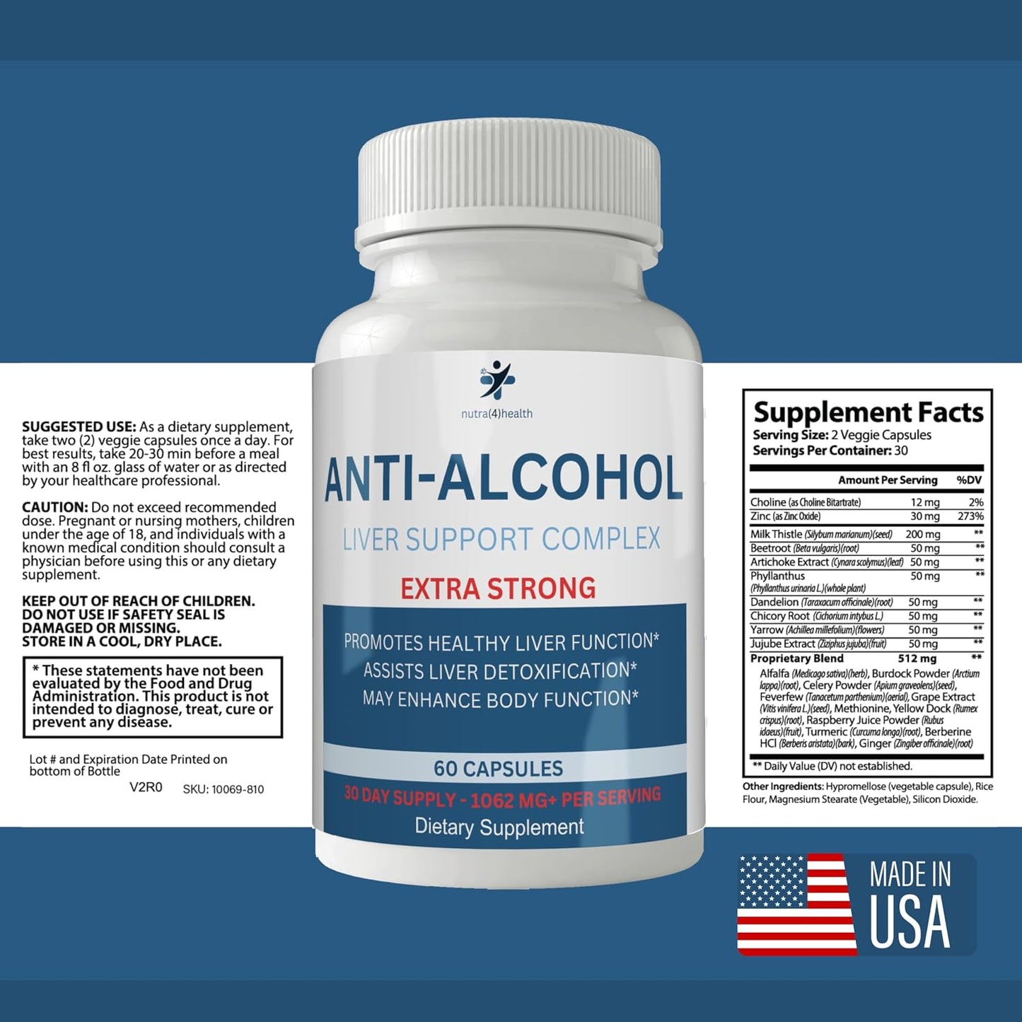 nutra4health Anti Alcohol Craving Supplement – 60 Capsules - görsel 2