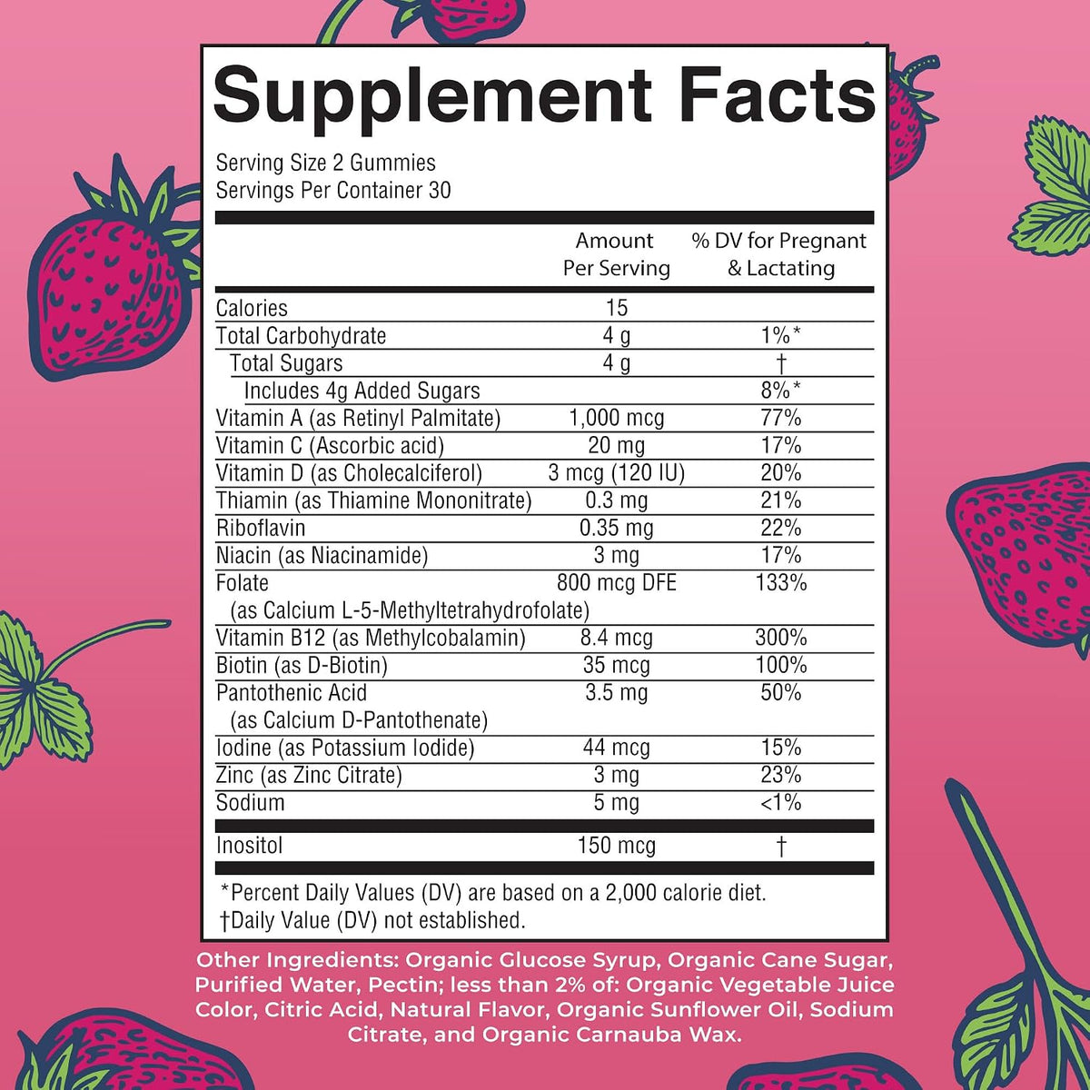 MaryRuth's Organics Prenatal Vitamins for Women - Certified Organic Prenatal Gummies with Methylfolate 800 mcg DFE & Iodine - Vegan, Non-GMO (30 Servings) - görsel 2