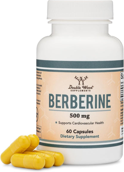 Double Wood Berberine Supplement 500 mg, 60 Capsules – High Purity 97% HCl, AMPK Activator