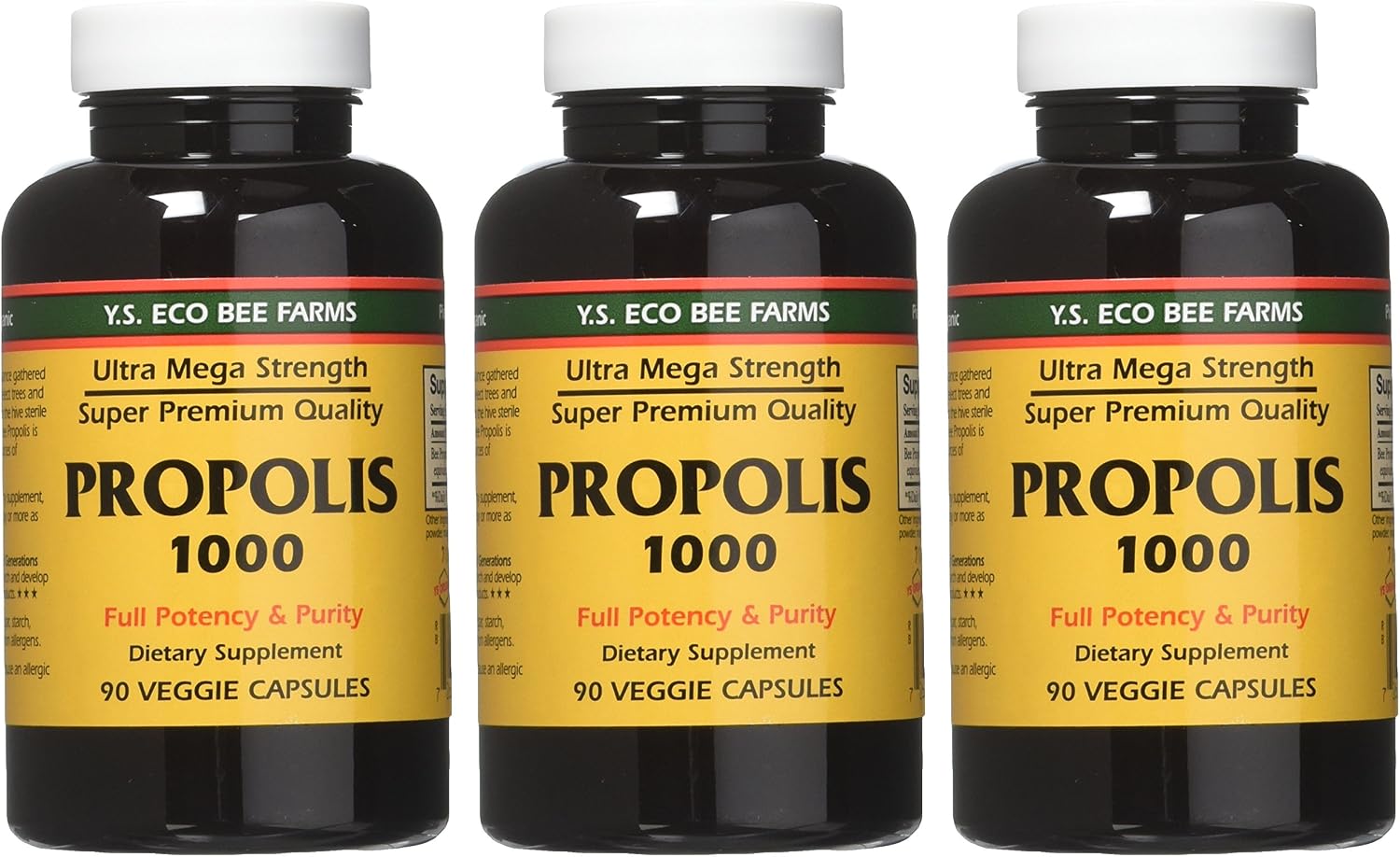 YS Eco Bee Farms Propolis 1000 - 90 Capsules (Pack of 3) - görsel 3