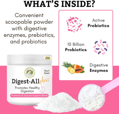 Wholistic Pet Organics Daily Probiotics for Dogs & Cats - Digestive Health Support with Prebiotics & Enzymes - 113 g Powder