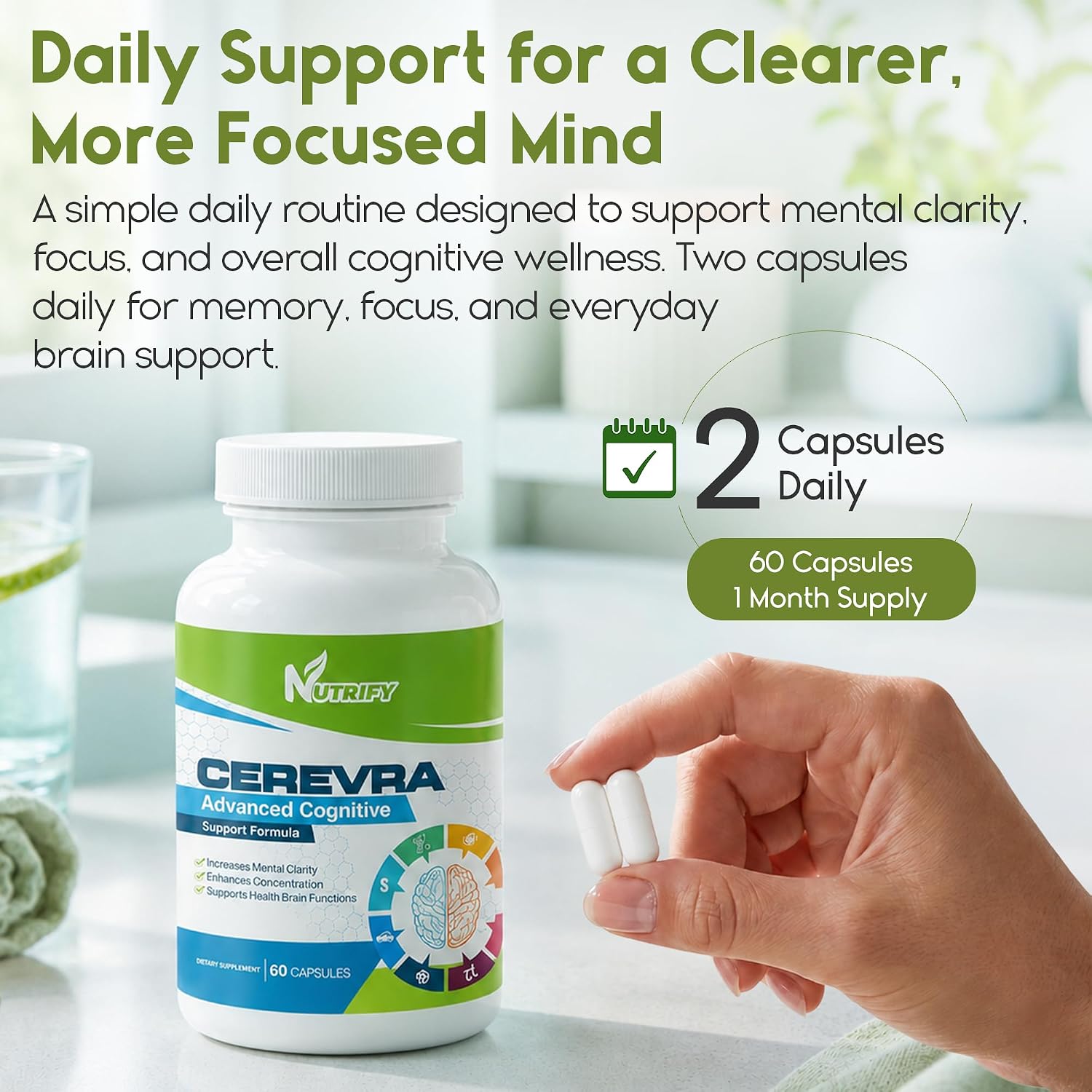 Cerevra - Powerful Nootropic, High Absorption, Non-GMO, Made in USA - görsel 4