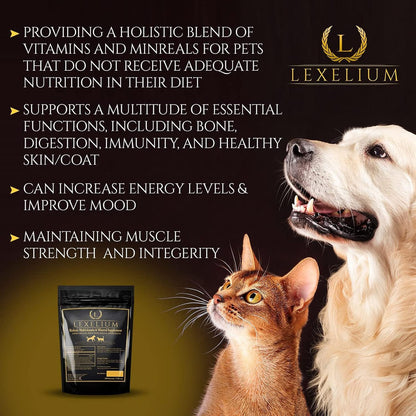 Holistic Multivitamin Supplement for Dogs and Cats – Complete 12-in-1 Plant-Based Vitamins and Minerals with Omega-3 Fish Oil – 200g Powder