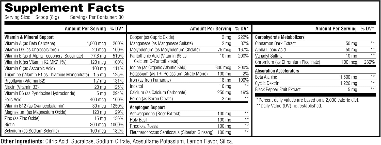Metabolic Nutrition Vitagen, Vitamin Adaptogen Complex, 240g (Lemonade Flavour) - görsel 2