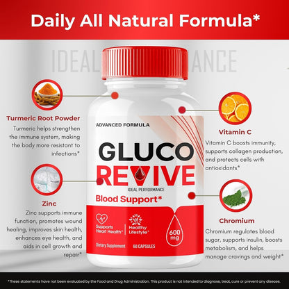 Gluco Revive Pills – Maximum Strength All Natural Supplement Capsules (5-Pack)