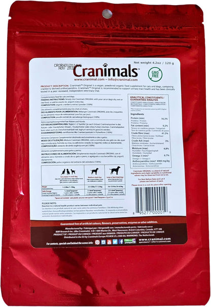 Cranimals Organic Cranberry Supplement for Dogs and Cats – Urinary Tract Support