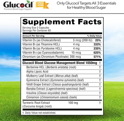 Glucocil Vegetarian Capsules – Premium Blood Sugar Support with Berberine and Mulberry Leaf