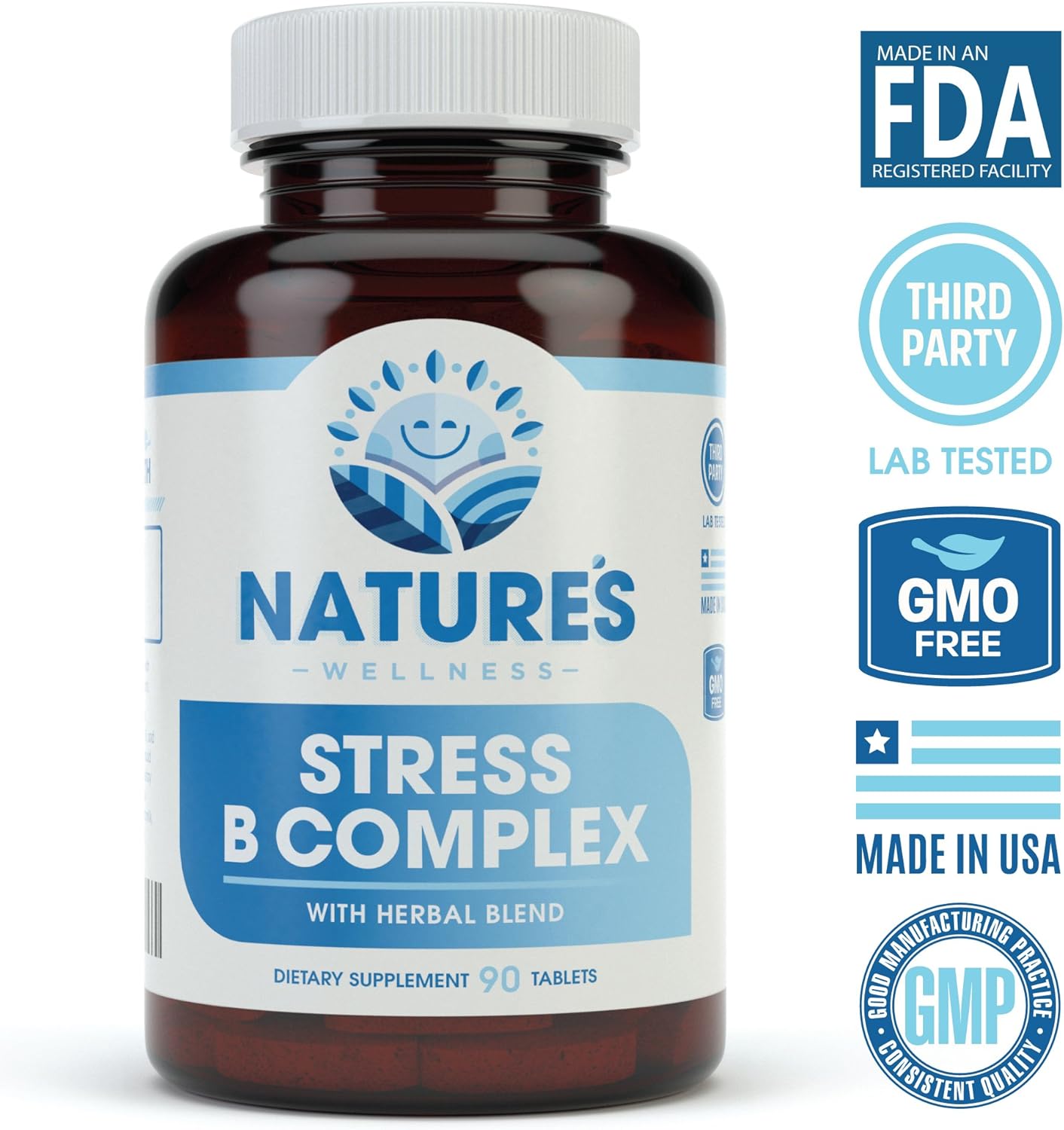 Natures Wellness Vitamin B Complex with Herbal Extracts and Vitamin C for Stress Support - görsel 2