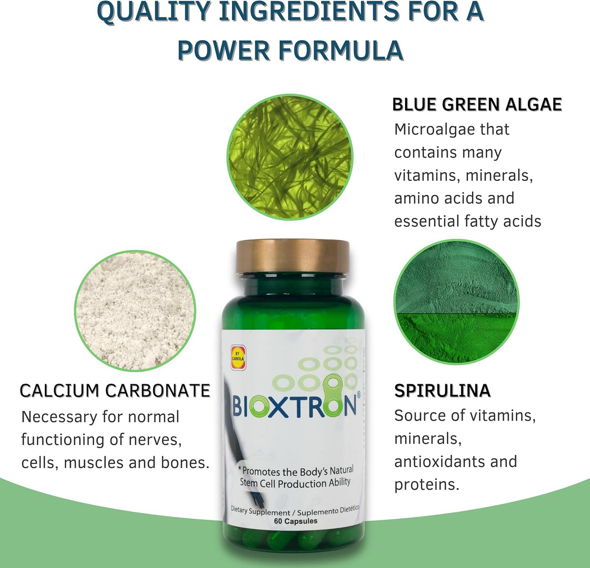 Bioxtron Natural Stem Cell Supplement Capsules – Cellular & Antioxidant Support Formula with Blue Green Algae and Spirulina – 60 Capsules - görsel 4