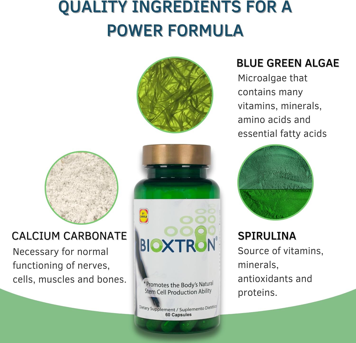 Bioxtron Natural Stem Cell Supplement Capsules – Cellular & Antioxidant Support Formula with Blue Green Algae and Spirulina – 60 Capsules - görsel 4