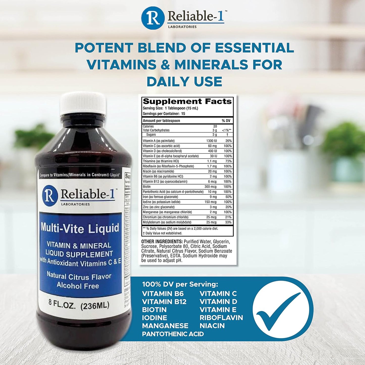 Reliable-1 Laboratories Multi-Vite Liquid Multivitamin for Adults – 237 ml - görsel 7