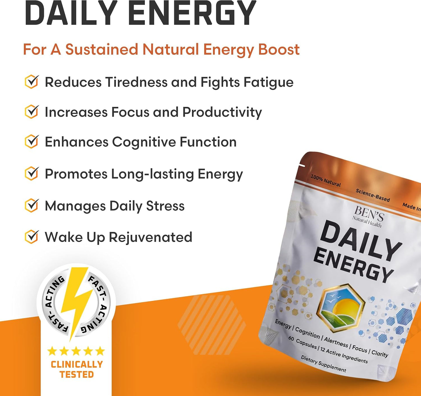 Ben's Natural Health Daily Energy with B-Vitamins & CoQ10, 60 Capsules - görsel 2