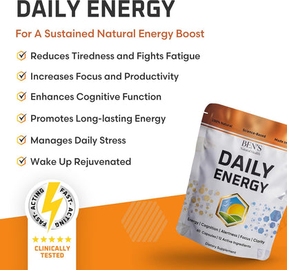 Ben's Natural Health Daily Energy with B-Vitamins & CoQ10, 60 Capsules