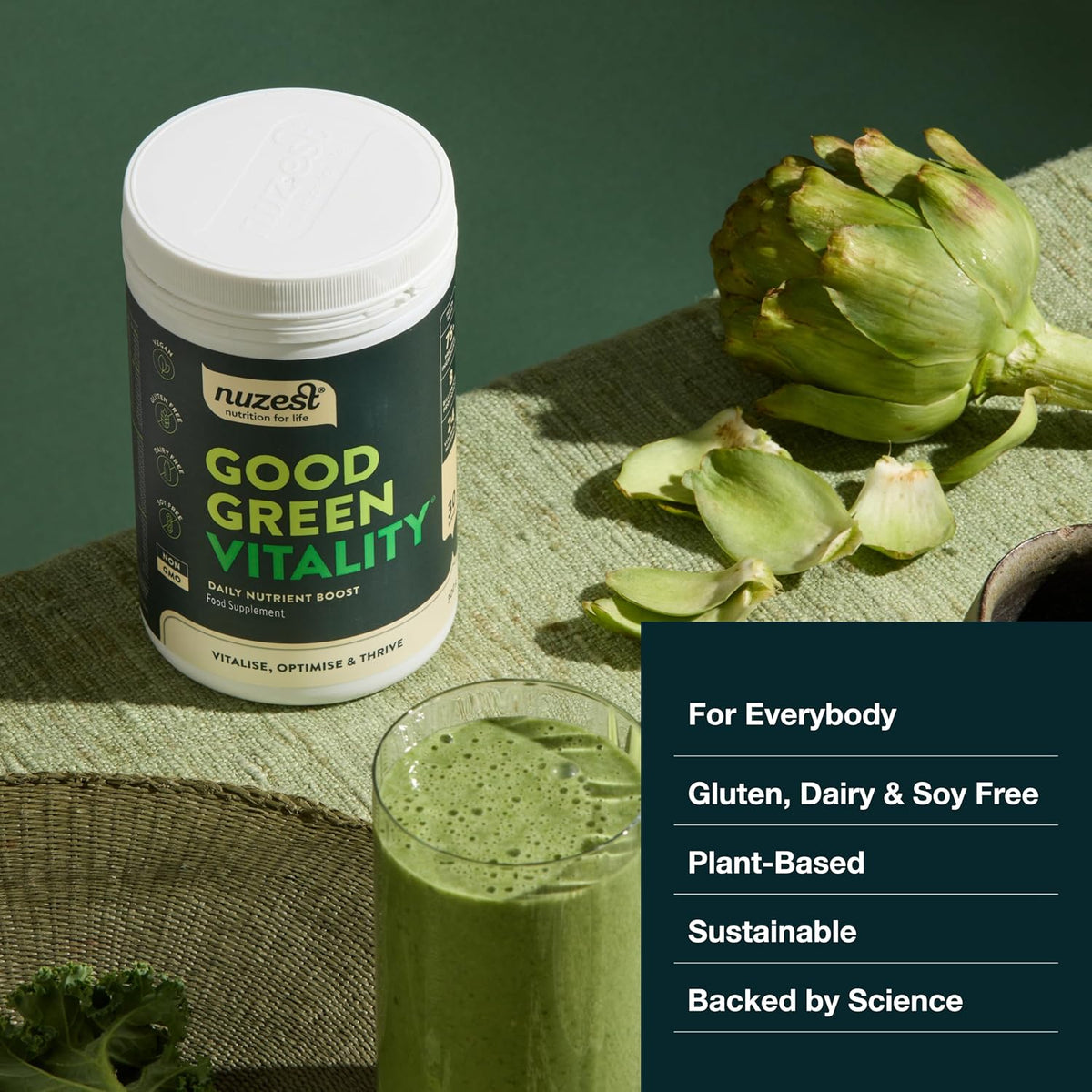Nuzest Greens Powder Good Green Vitality – Vitamins, Minerals & Superfoods – Vegan Multivitamin Supplement (300g) - görsel 9
