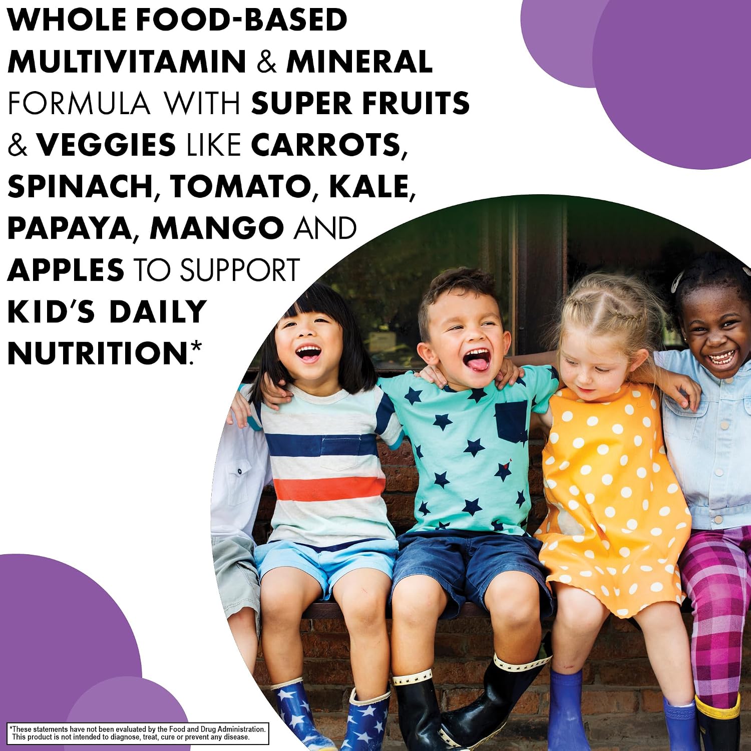 Bluebonnet Nutrition Rainforest Animalz Whole Food Based Multiple Chewable Tablets, Kids Multivitamin & Mineral, Vitamin C, D3, Iron, Gluten Free, Milk Free, Kosher, 180 Chewable Tablets, Mixed Flavour - görsel 4