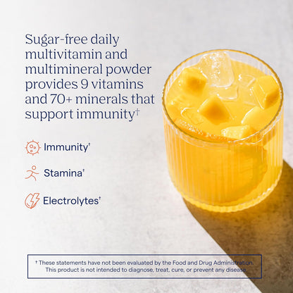 Trace Minerals Power Pak Multivitamin and Multimineral Packets - Electrolyte Support - 1200 mg Vitamin C plus 70+ Trace Minerals - Sugar Free - Orange Mango - 30 Packets