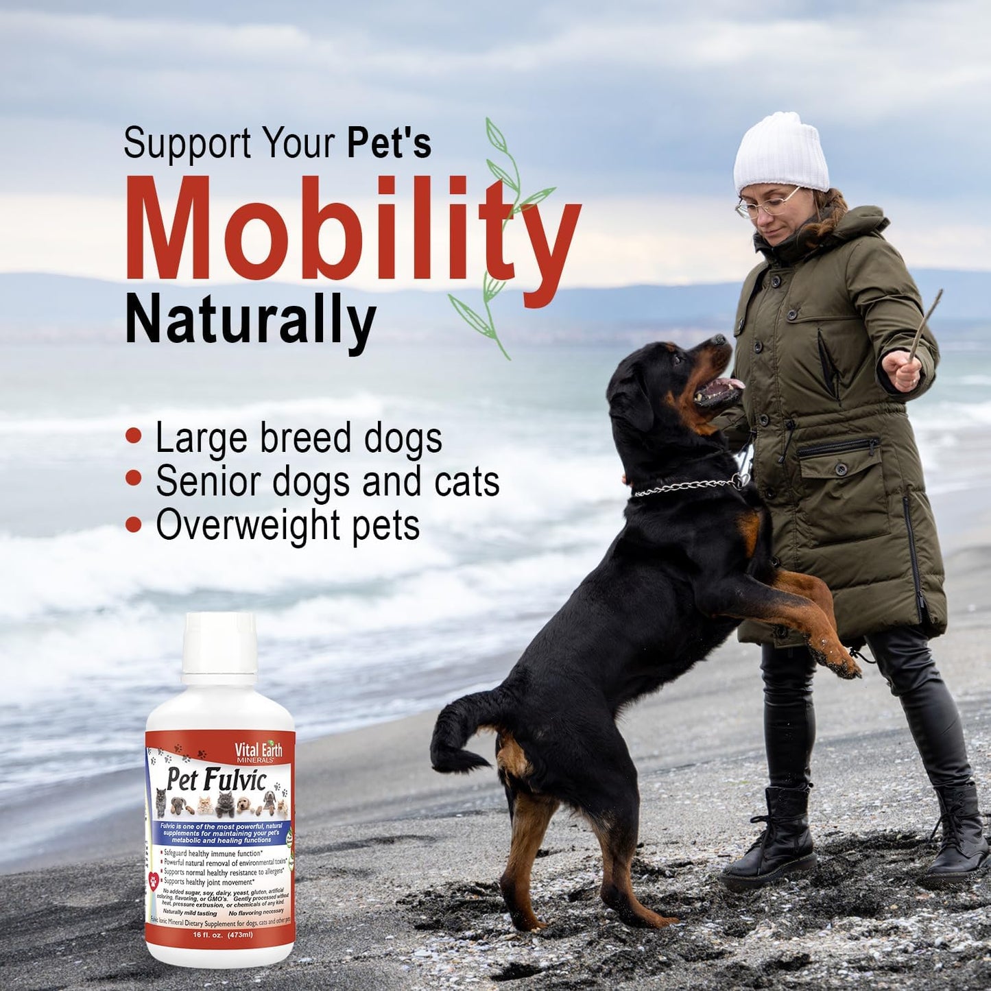 Vital Earth Minerals Pet Fulvic - Dog Allergy Relief, Joint Support Supplement 473 ml (Pack of 2) - görsel 3