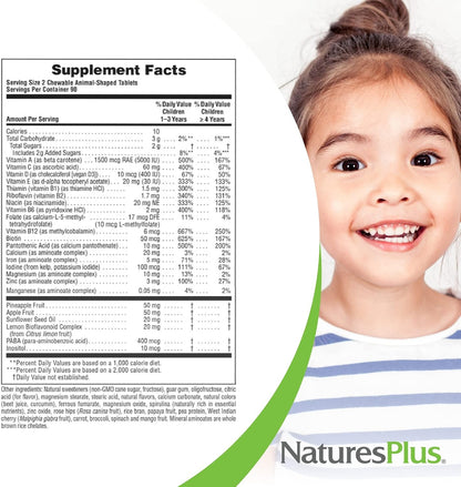 NaturesPlus Animal Parade Children's Chewable Multivitamin, Watermelon Flavour - 180 Tablets