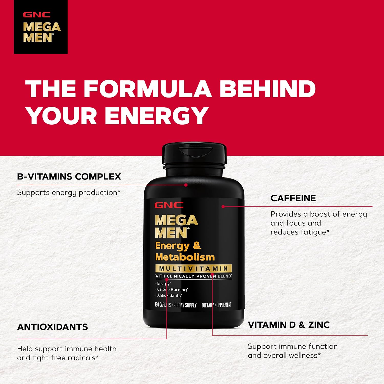 GNC Mega Men Energy & Metabolism Multivitamin for Men – 180 Tablets - görsel 5