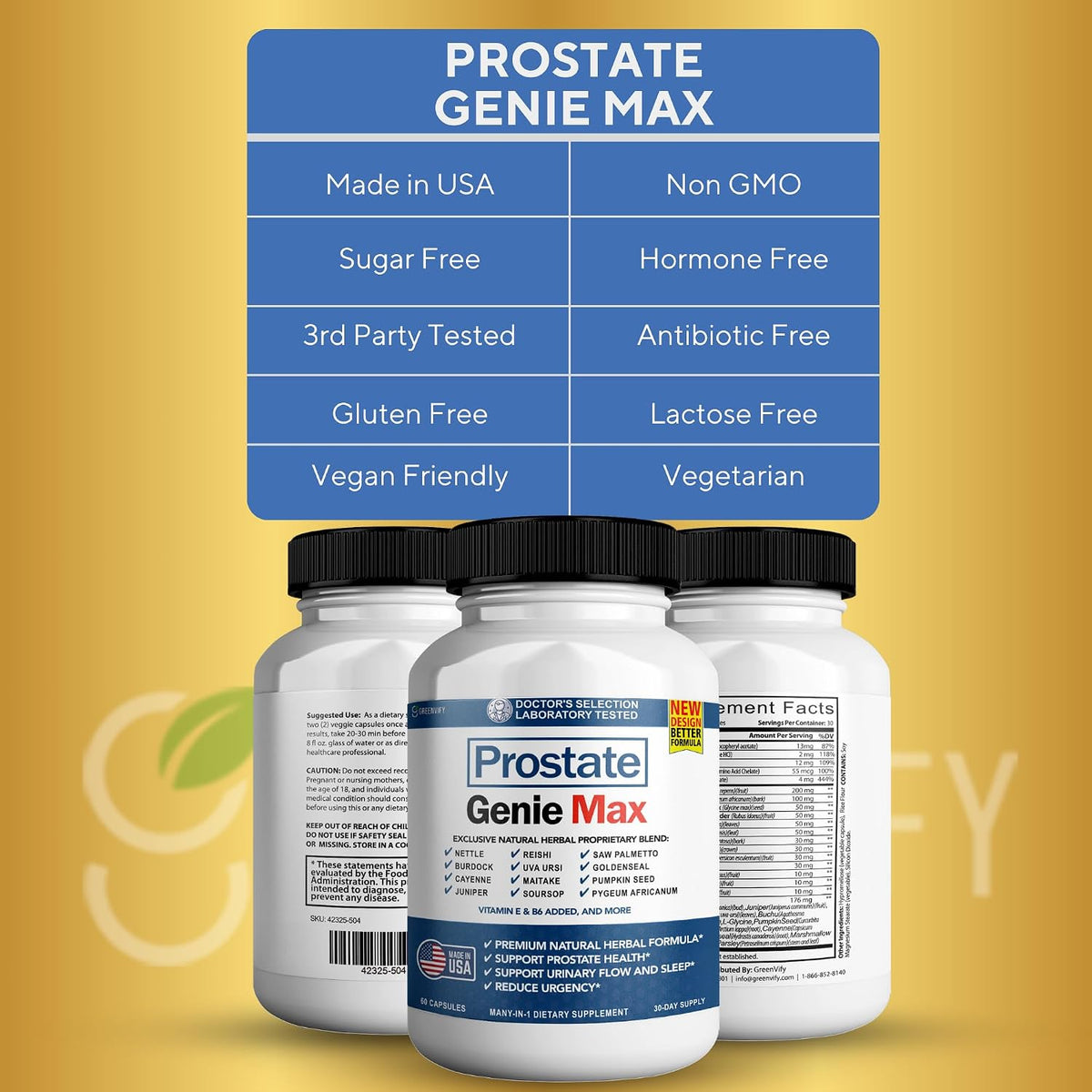 GREENVIFY Prostate Genie Max - Natural Prostate Support & Urinary Flow Formula, 120 Capsules (2-Pack) - görsel 4